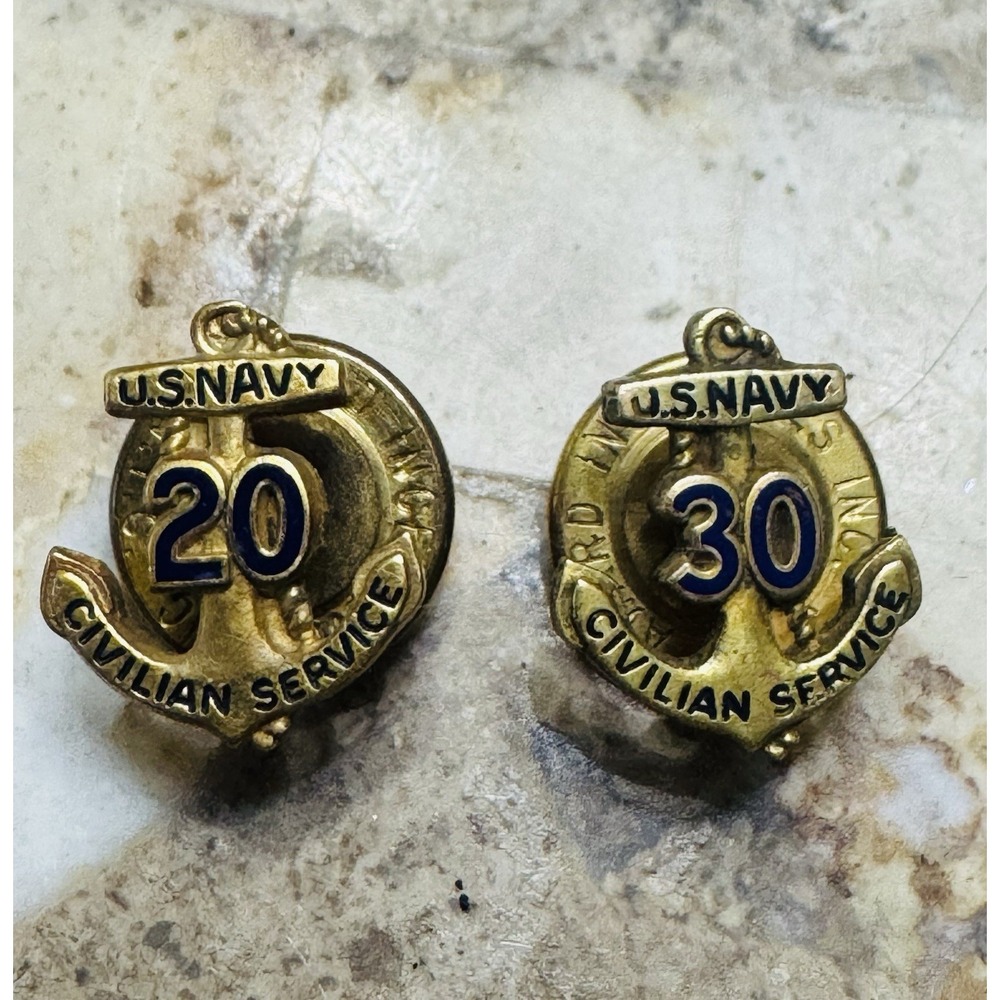 WW2 USN US Navy Civilian Service 20 And 30 Year Lapel Pin